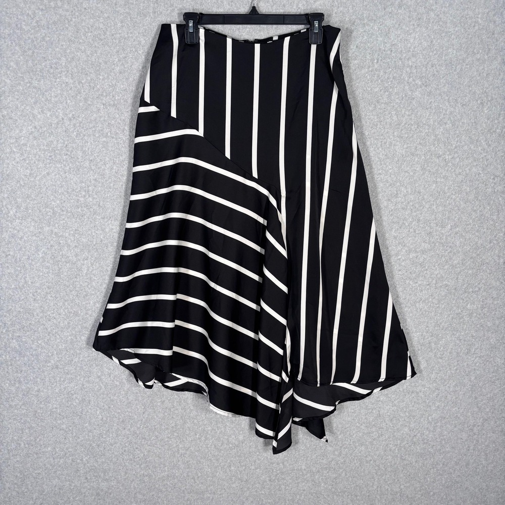 Who What Wear Asymmetric Midi Skirt 10 Satin Modern‎ Artsy Quiet Luxury Flowy